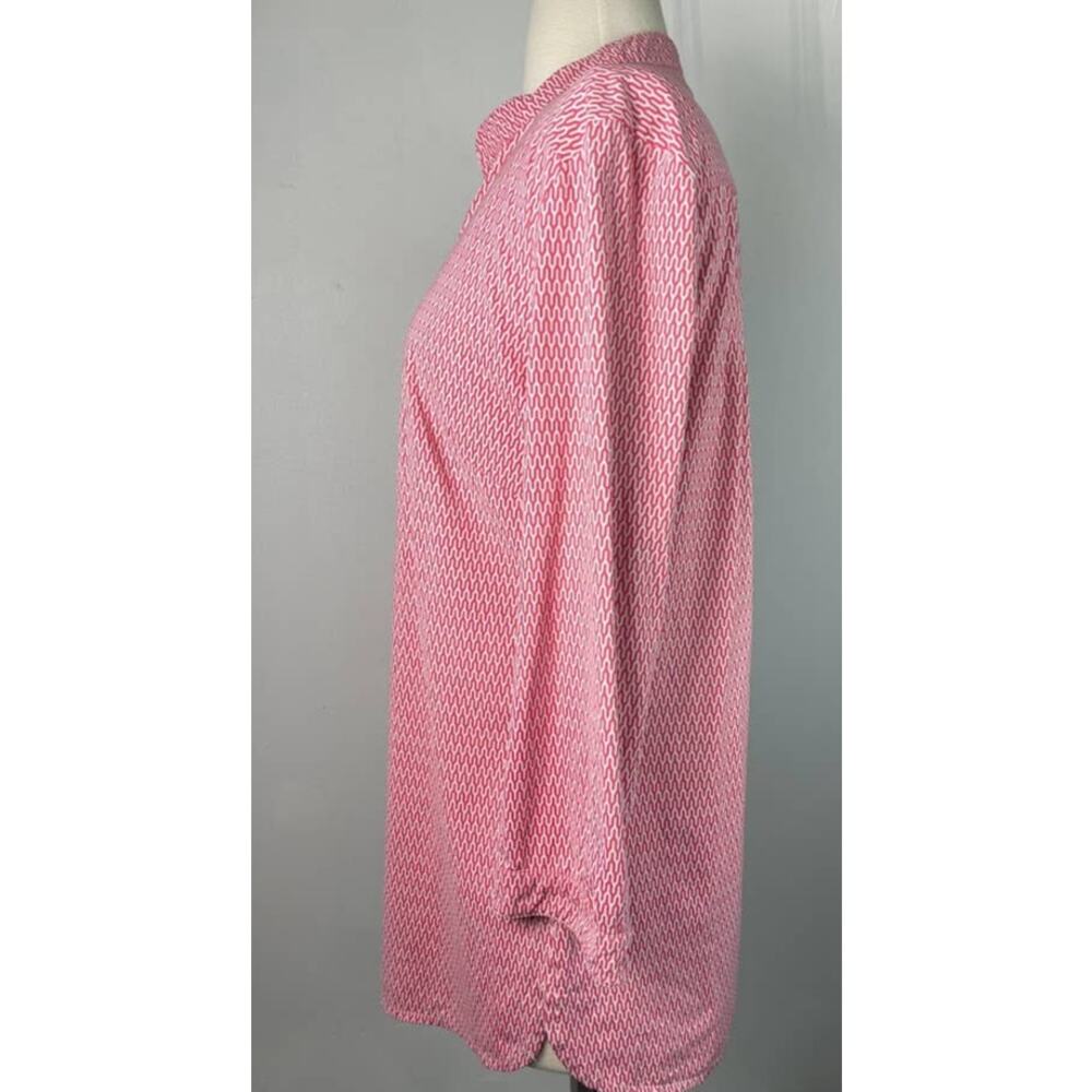 Ellie Kia Relaxed V-Neck Geometric Print Blouse Pink Preppy Top Womens Large - Picture 11 of 14